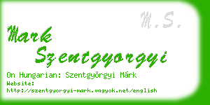 mark szentgyorgyi business card
